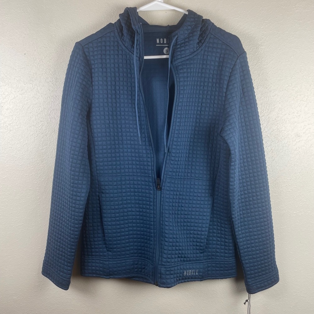 NOBULL Quilted Full Zip Hoodie Deep Blue WSJQLTZIPHDCBLUS Small‎ NWT